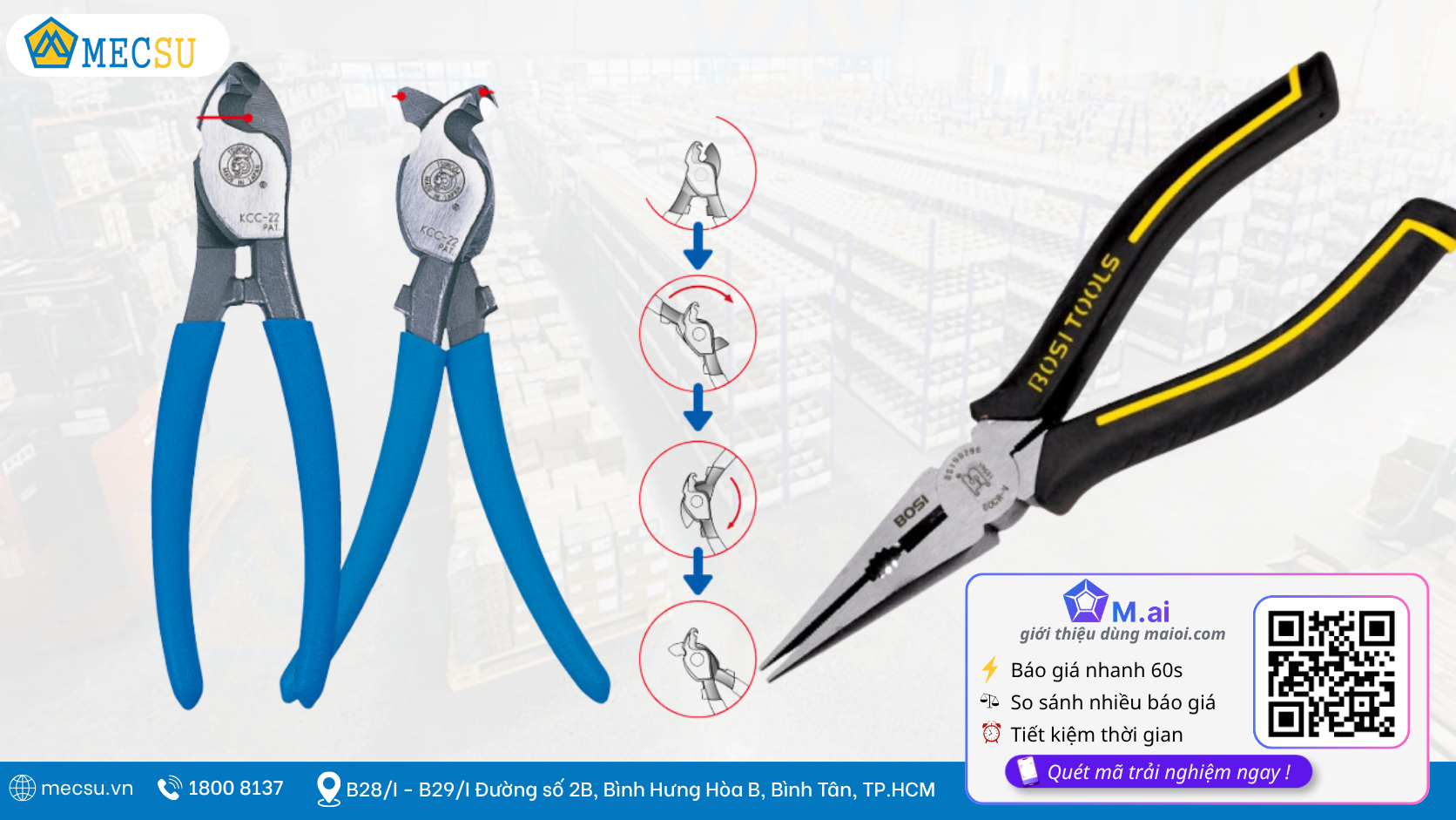 Bảng Size Kìm Cắt & Kìm Mũi Nhọn Chuẩn Inch/Mm 2026 